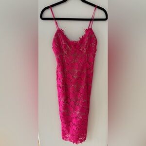 Bardot Tayla Pink Lace Midi Dress